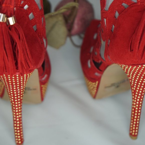 LILIANA RED PLATFORM STILETTO HEEL  w Tassle SZ. 8 - Picture 4 of 7